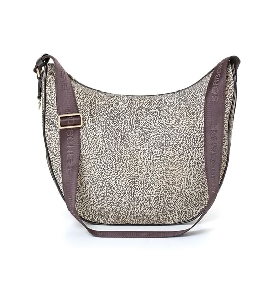 “Luna Bag” Medium in Jet O.P. e Pelle – Borbonese